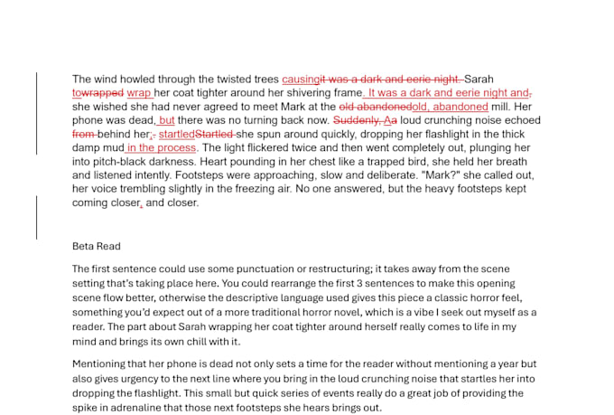 beta read and copy edit